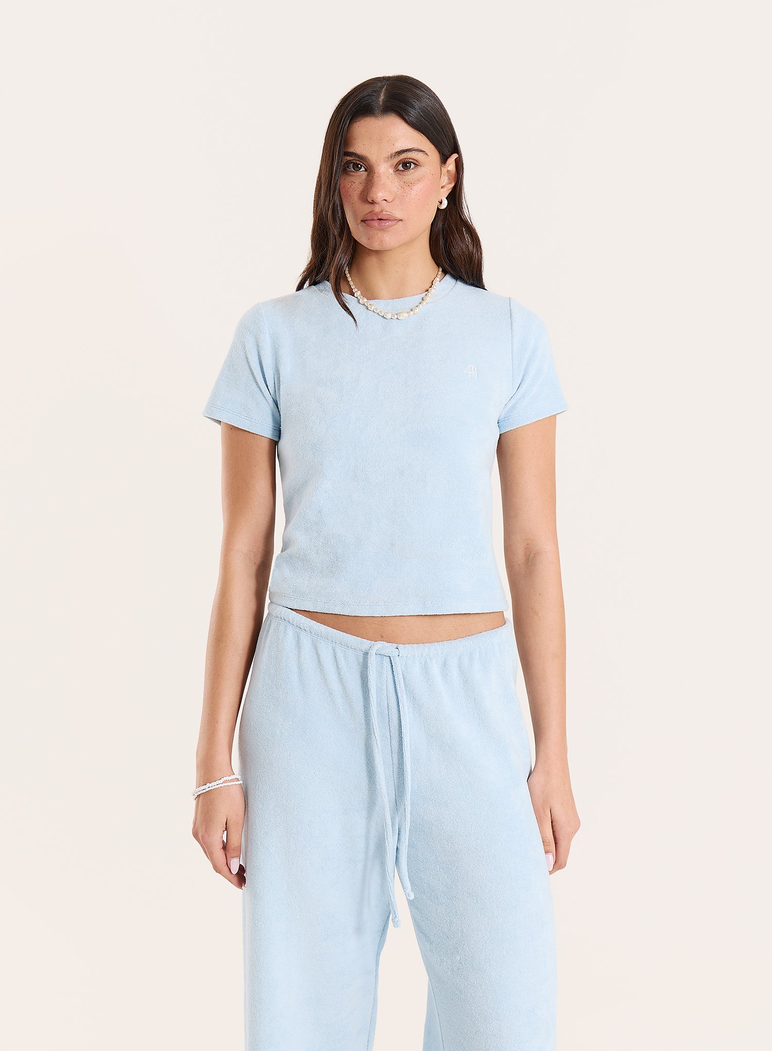 Light Blue Towelling Short Sleeve Top
